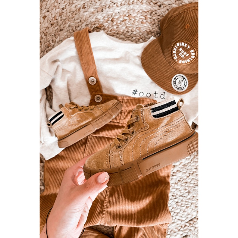 PA1 Sneakers alte per bambini con cerniera Camel Boone giallo cammello 1