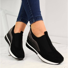 Sneakers con zeppa da donna nere e argento Vinceza nero 1