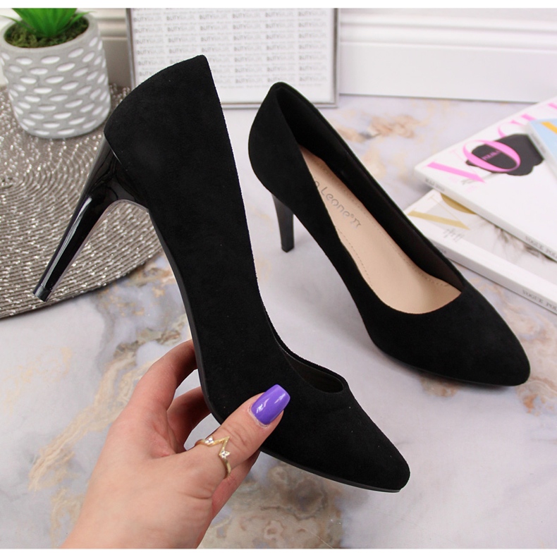 Décolleté stiletto in camoscio nero Sergio Leone 1
