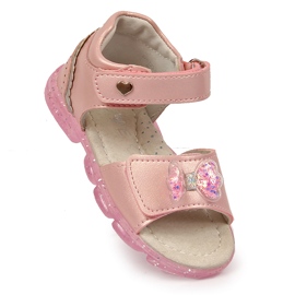 Sandali da bambina con velcro e fiocco rosa 1