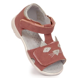 Sandali da bambina con velcro rosa gatti Kornecki 6305 1