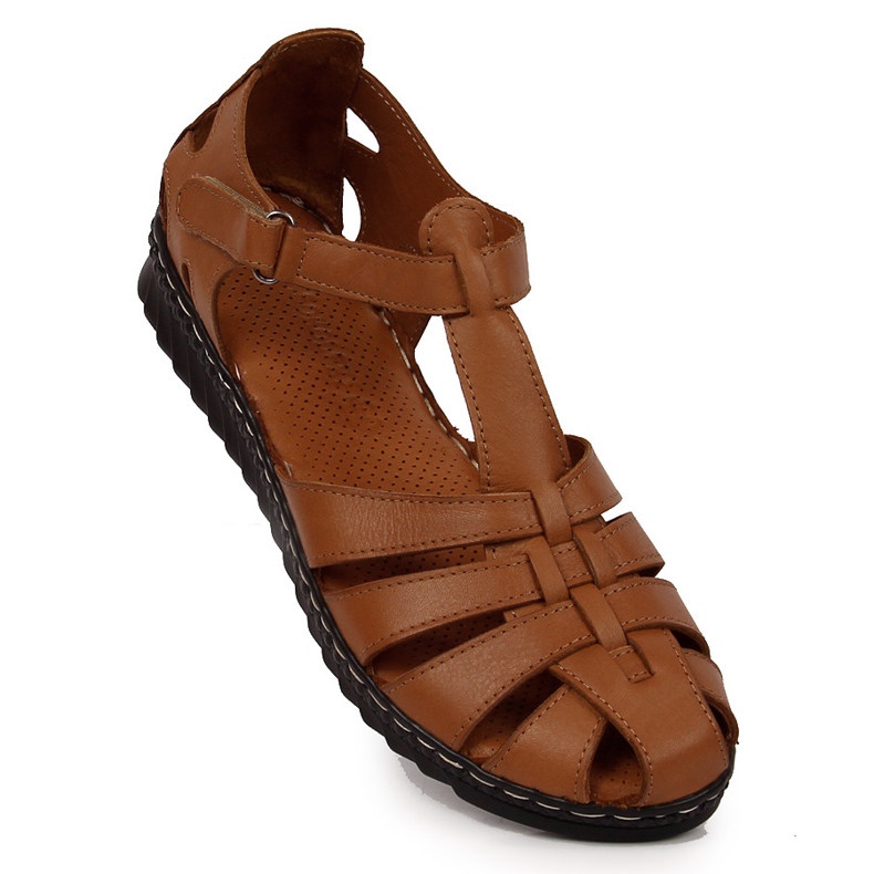 Sandali da donna in pelle marrone con velcro T.Sokolski 1