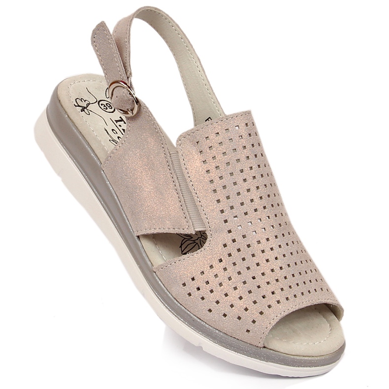 Comodi sandali in pelle con elastico T.Sokolski beige 1