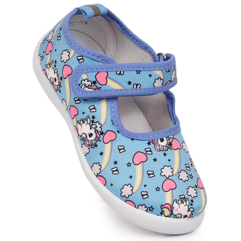 Sneakers da bambina con velcro Atletico unicorno blu 1