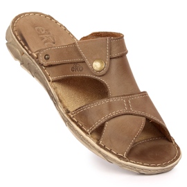 Ciabatte EKO da uomo in pelle marrone beige 1