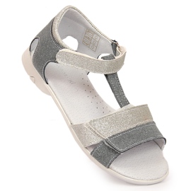 Sandali da bambina con velcro argento Kornecki 6323 grigio 1