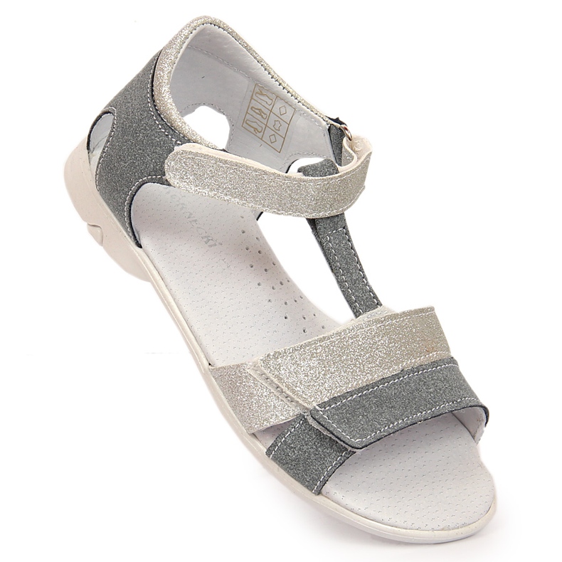 Sandali da bambina con velcro argento Kornecki 6323 grigio 1