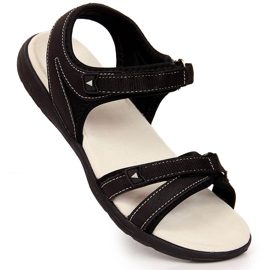 Sandali sportivi da donna American Club neri con velcro nero 1