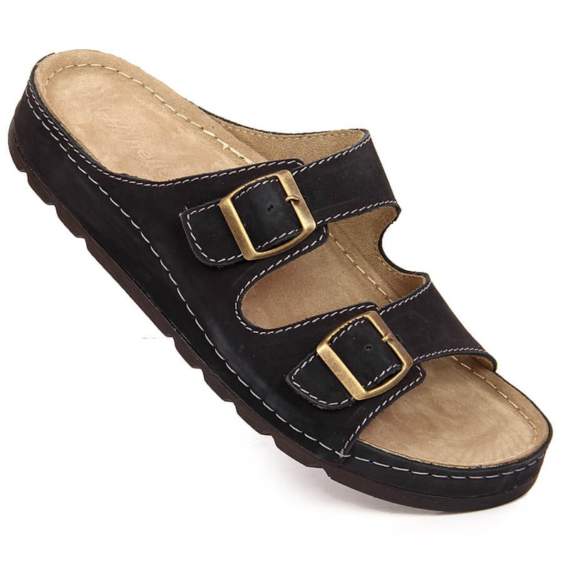 Black Helios 813 comode pantofole da uomo in pelle nere nero 1