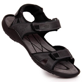 Sandali da uomo in pelle con velcro grafite Helios 854 multicolore 1