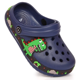 Ciabatte American Club blu navy con dinosauro 1