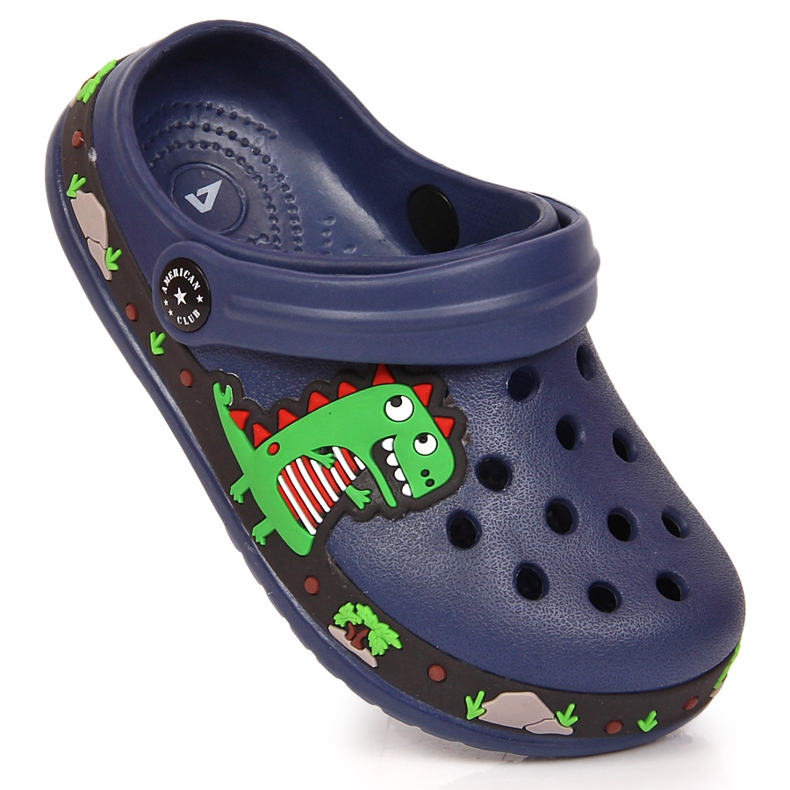Ciabatte American Club blu navy con dinosauro 1