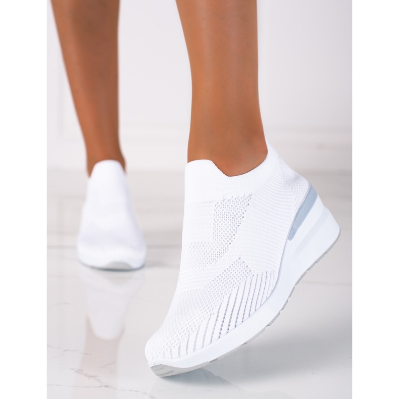 SHELOVET Scarpe slip-on con zeppa bianca 2