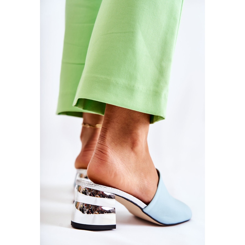 PA2 Pantofole Da Donna In Pelle Sul Tacco Blu Perry 1
