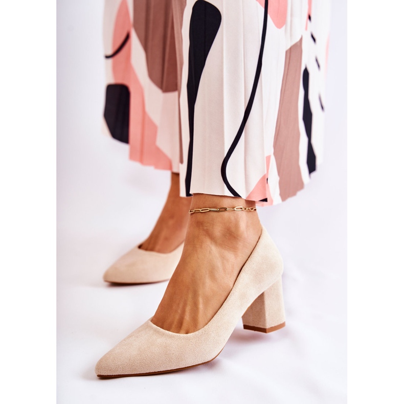 PS1 Décolleté In Pelle Scamosciata Classiche Su Una Barra Lency Beige 1