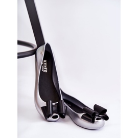 PH1 Ballerine in gomma da donna con fiocco in argento 2