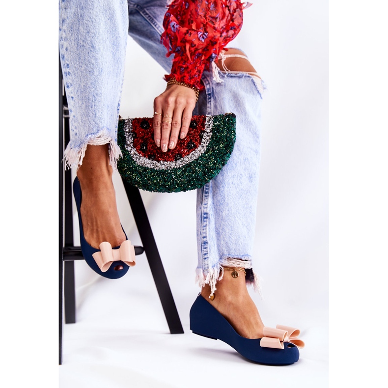PH1 Ballerine in gomma da donna con fiocco blu navy 2