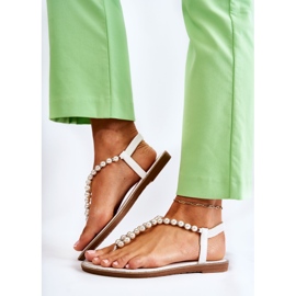 PG1 Sandali Alla Moda Infradito Con Perle Bianche Isalia bianca 2