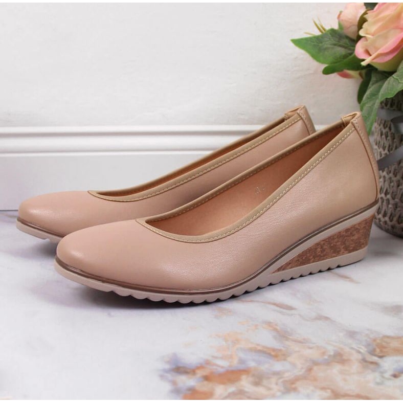 Décolleté con zeppa beige W Vinceza 2