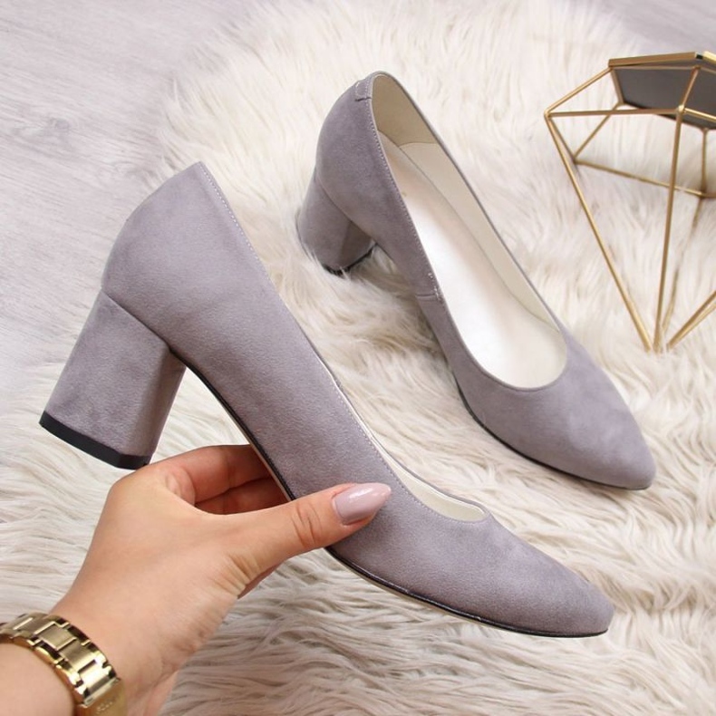Décolleté sul montante, in suede grigio W Juma 1
