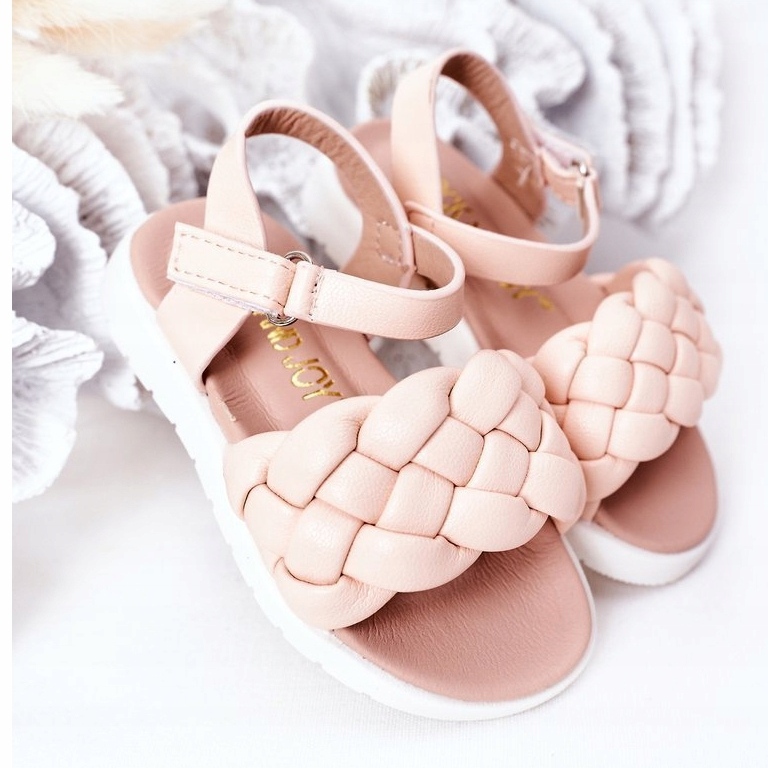 Sandali delle ragazze con treccia rosa 4