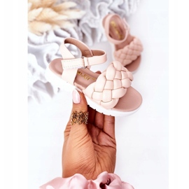 Sandali delle ragazze con treccia rosa 5