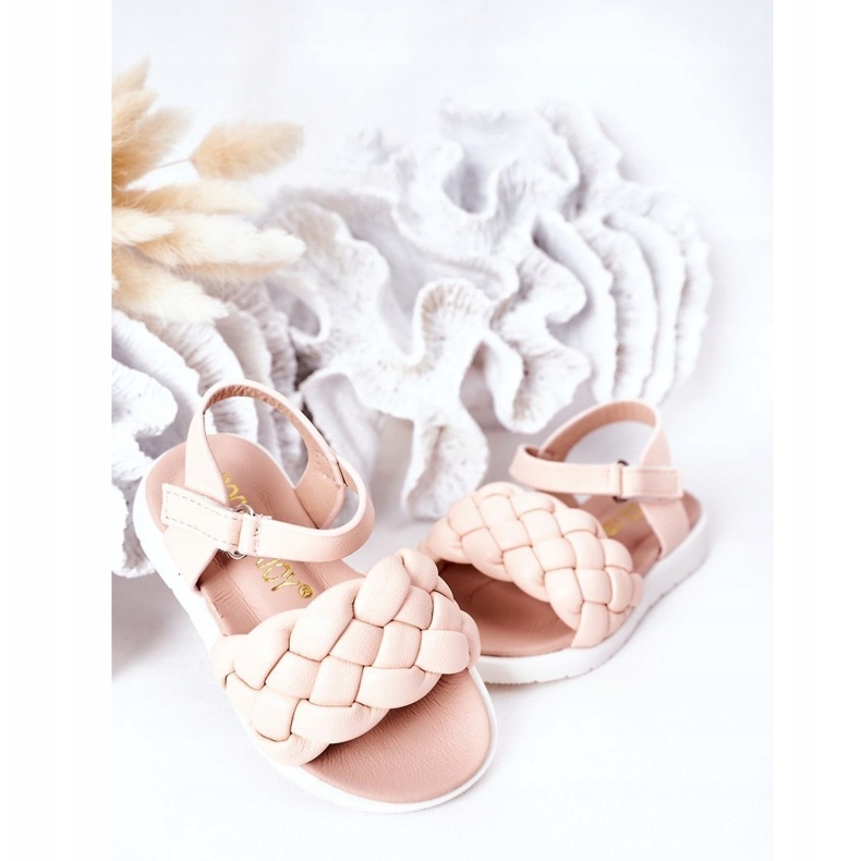Sandali delle ragazze con treccia rosa 6