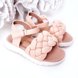 Sandali delle ragazze con treccia rosa 3