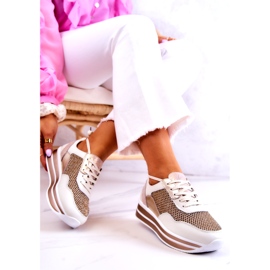 S.Barski Scarpe Sportive da Donna Sneakers Bianche e Oro Bourne bianco d'oro 2