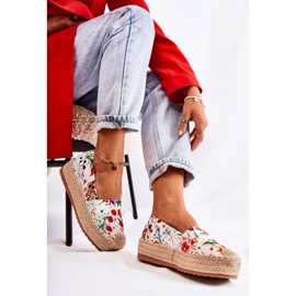 FS3 Espadrillas slip-on alla moda con fiori di morice bianchi bianco multicolore 2