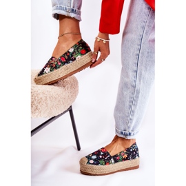 FS3 Espadrillas slip-on alla moda con fiori di morice neri nero multicolore 2