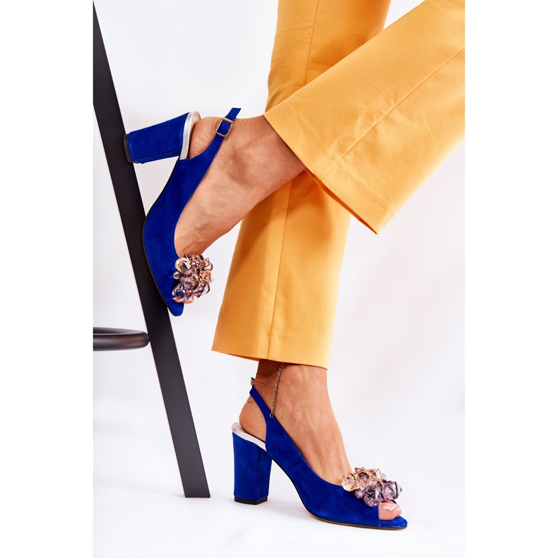 PA2 Sandali Décolleté In Pelle Scamosciata Alla Moda Con Cristalli Navy Nolissa blu navy 1