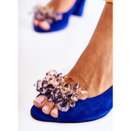 PA2 Sandali Décolleté In Pelle Scamosciata Alla Moda Con Cristalli Navy Nolissa blu navy 2