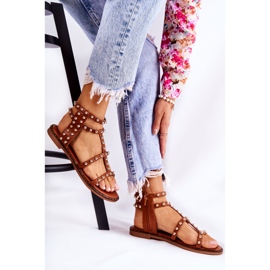 PG1 Sandali Da Donna Con Borchie Marrone Cavos 1