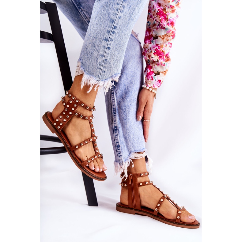 PG1 Sandali Da Donna Con Borchie Marrone Cavos 1