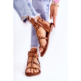 PG1 Sandali Da Donna Con Borchie Marrone Cavos 2