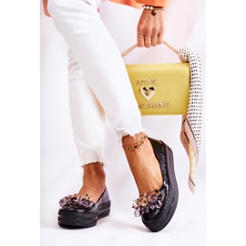 PA2 Ballerine In Pelle Sulla Piattaforma Con Ornamento Beriette Nero 2