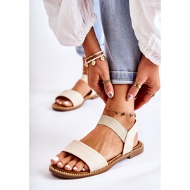 PE1 Sandali classici da donna su un tacco piatto Beige Catis 1