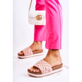 PG1 Pantofole in pelle scamosciata da donna su una massiccia piattaforma rosa Heritta 1