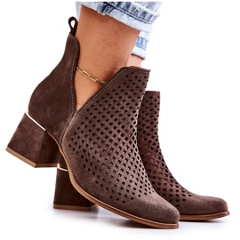 Lewski Shoes Stivali in pelle scamosciata traforati Scarpe Lewski 3165 velour terra marrone 2