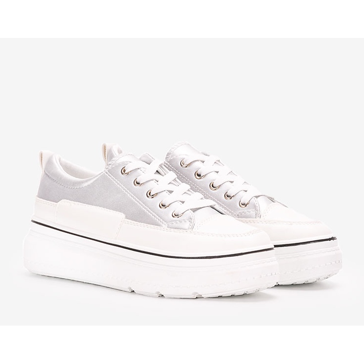 Sneakers argento sulla piattaforma Anastaz bianca d'argento 1