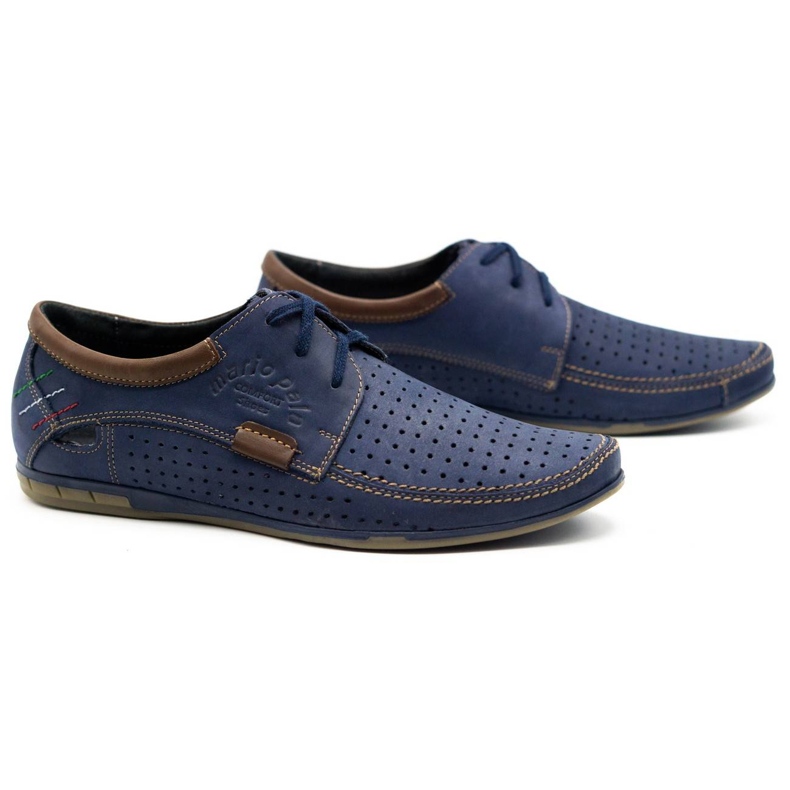 Mario Pala Scarpe uomo traforate 563 blu navy marrone 3