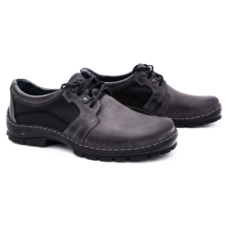 Polbut Scarpe in pelle da uomo grigie K19 nero 2
