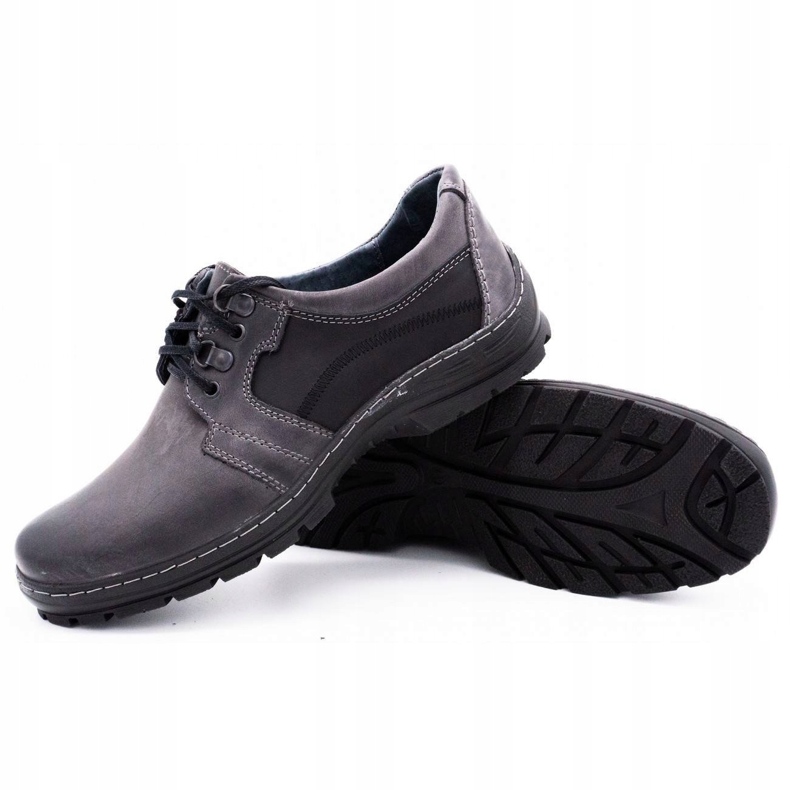 Polbut Scarpe in pelle da uomo grigie K19 nero 3
