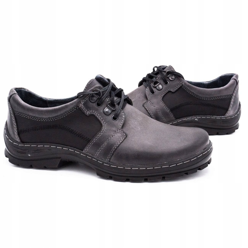 Polbut Scarpe in pelle da uomo grigie K19 nero 4