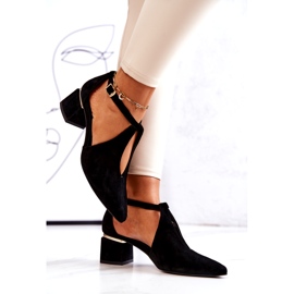 Décolleté In Pelle Scamosciata Sul Tacco Laura Messi 2309 Nero 4