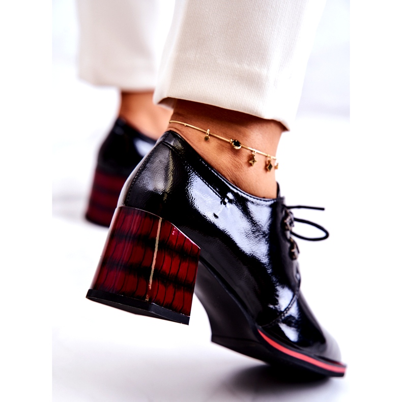 S.Barski Scarpe basse laccate con cerniera nero rosso 3