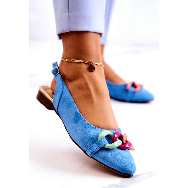 Lewski Shoes Ballerine Scamosciate Con Catena Scarpe Lewski 3125 Blu multicolore 1