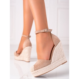 SHELOVET Espadrillas su sandali con zeppa beige 2