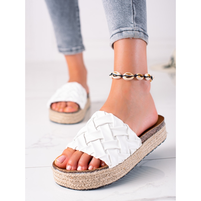 SHELOVET Infradito con piattaforma bianco 2
